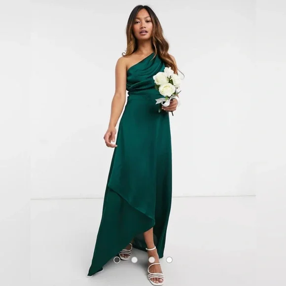 ASOS | Dresses | Asos Emerald Green One Shoulder Maxi Dress Size 6 |  Poshmark